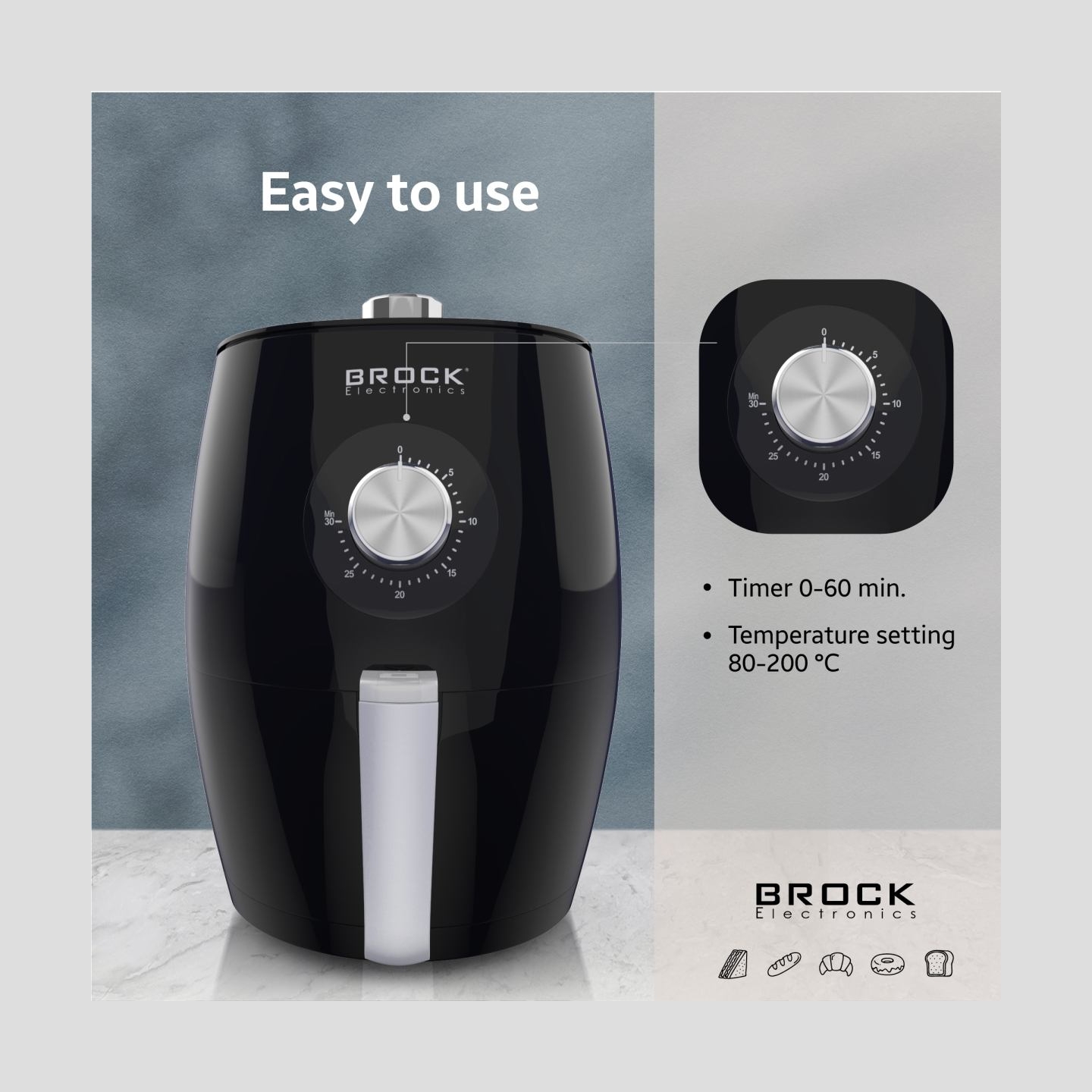 Brock AFM 3501 BK Air Fryer 3,5L 1300-1500W, Black