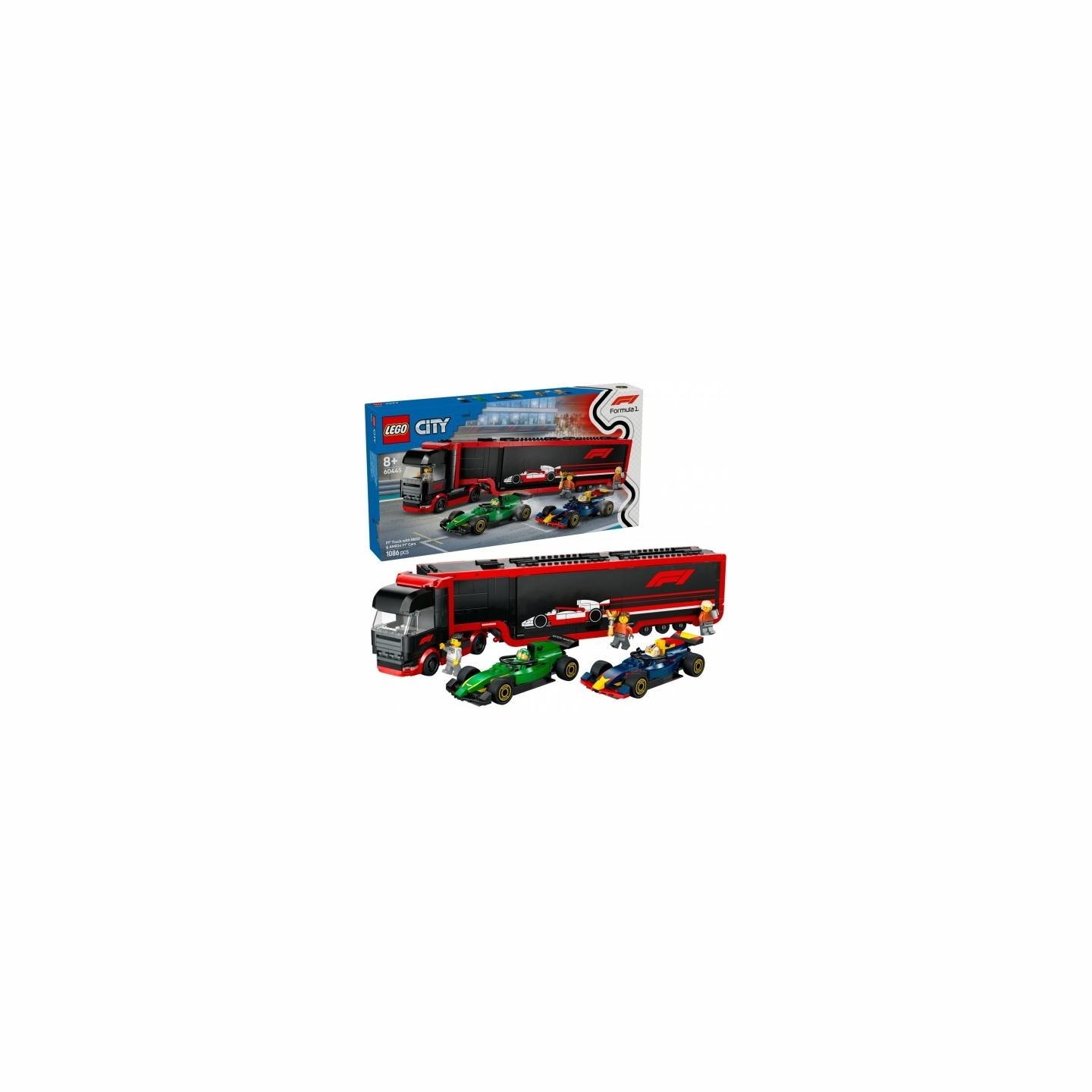 Lego Bricks City 60445 F1 Truck with RB20 & AMR 24 F1 Cars