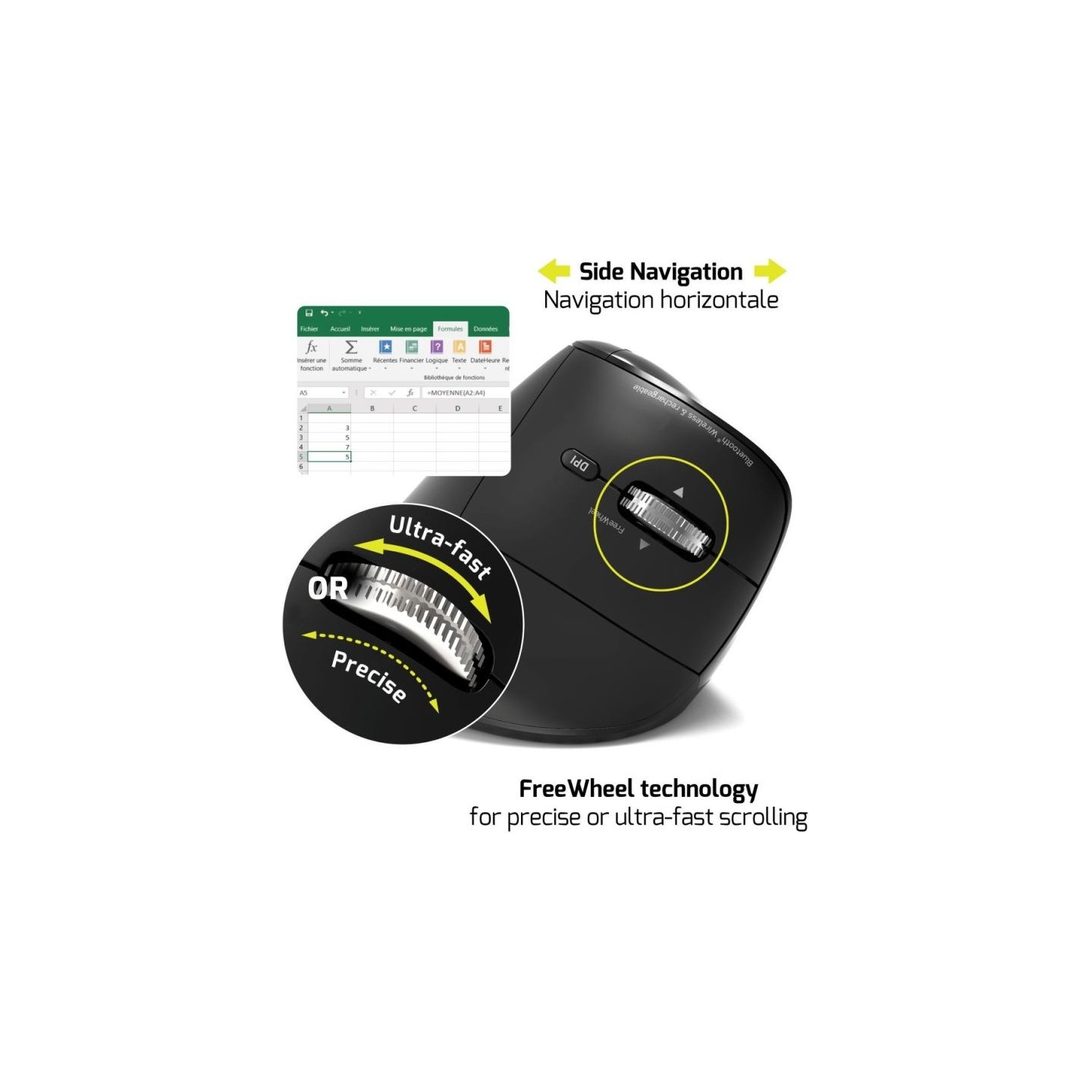 Port Connect Mouse | ERGO AUDITOR | Wireless | Bluetooth, 2.4 GHz | Black