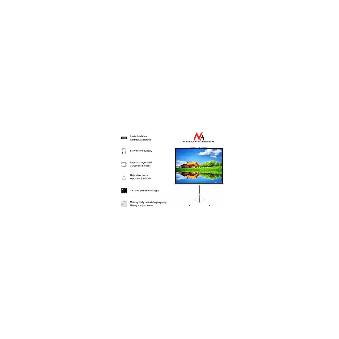 Maclean Projection screen MC-680 112" 1: 1 stand
