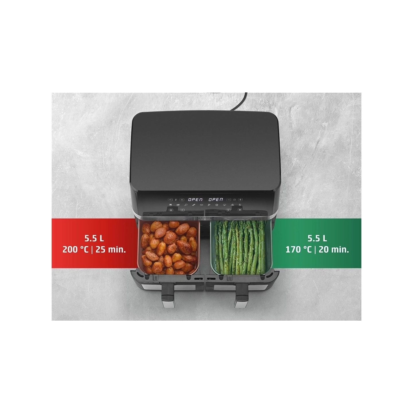 Caso Air Fryer | DuoChef | Power 2200 W | Capacity 14 L | Black