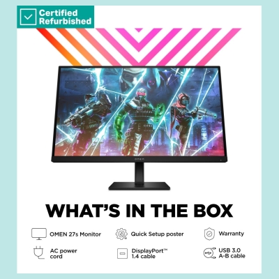 HP RENEW SILVER OMEN by HP 27s FHD Gaming Monitor - 27" 1920x1080 FHD 400-nit 240Hz AG, IPS, 2x HDMI/DisplayPort, 2x USB-A, spea