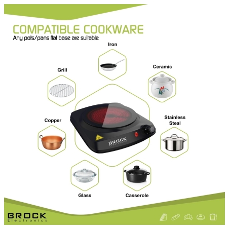 Brock HPI 3001 BK Induction Cooke Plater 1200W, Single Zone, Black