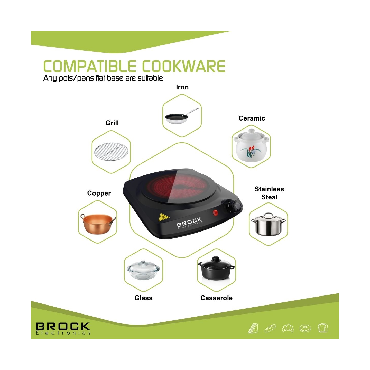 Brock HPI 3001 BK Induction Cooke Plater 1200W, Single Zone, Black