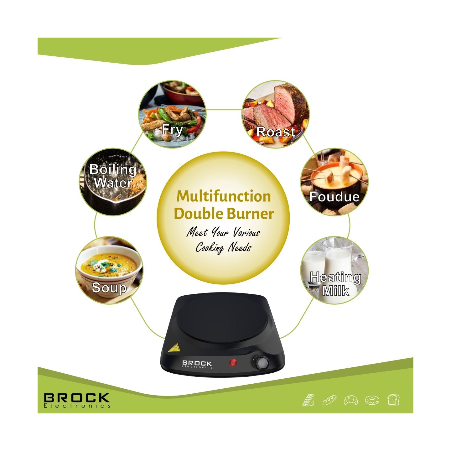 Brock HPI 3001 BK Induction Cooke Plater 1200W, Single Zone, Black