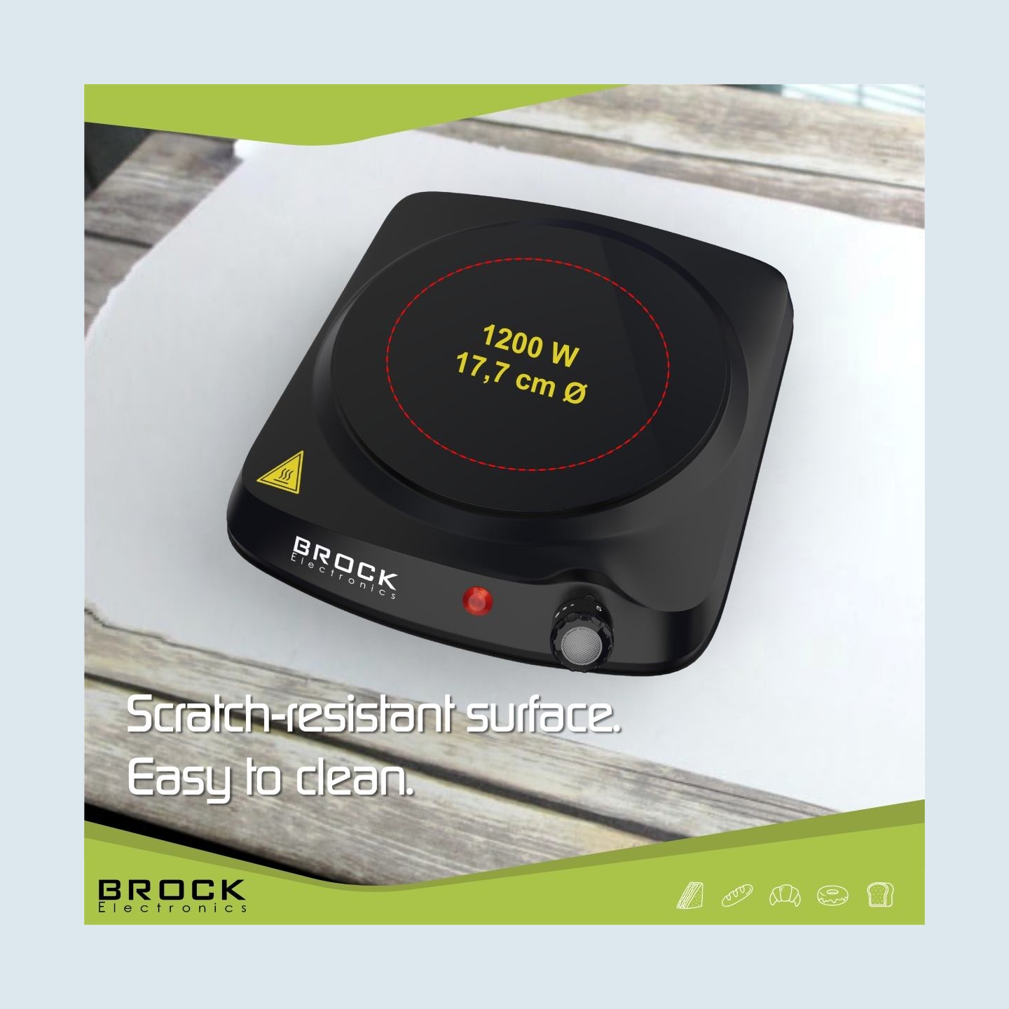 Brock HPI 3001 BK Induction Cooke Plater 1200W, Single Zone, Black