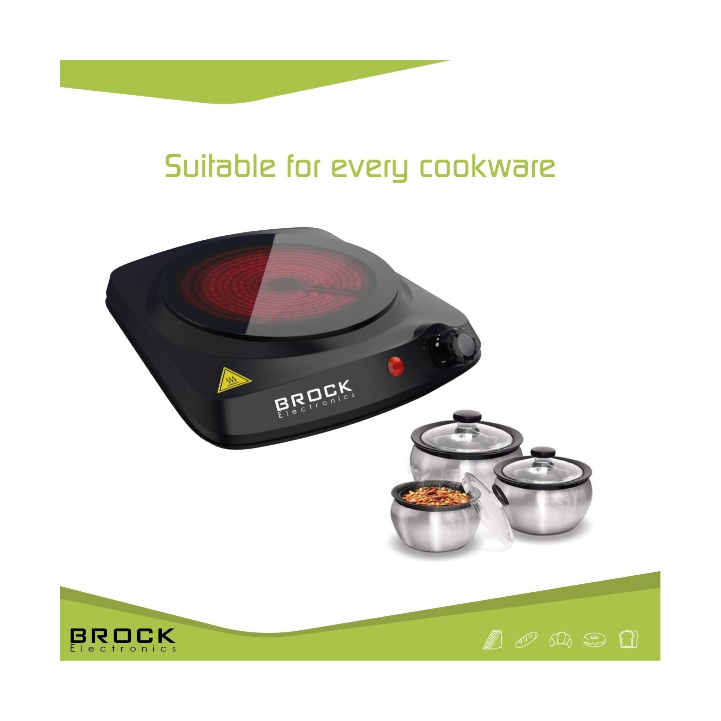 Brock HPI 3001 BK Induction Cooke Plater 1200W, Single Zone, Black