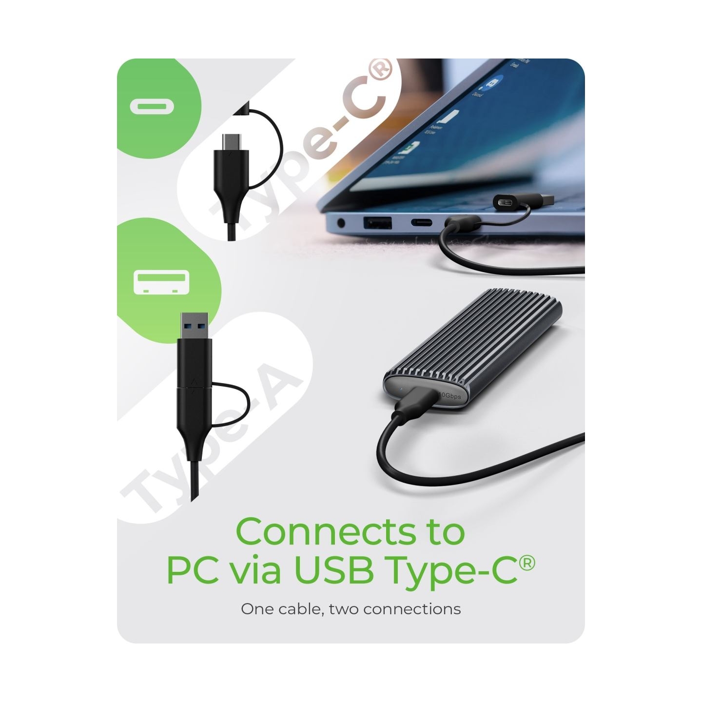 Raidsonic | M.2 NVMe and SATA SSD Enclosure via USB Type-C | IB-1808MCT-CU31