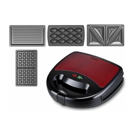 Brock SSM 6004 RD 4 in 1 Sandwich/Nutlet/WaffleMaker And Grill 750 W, Red