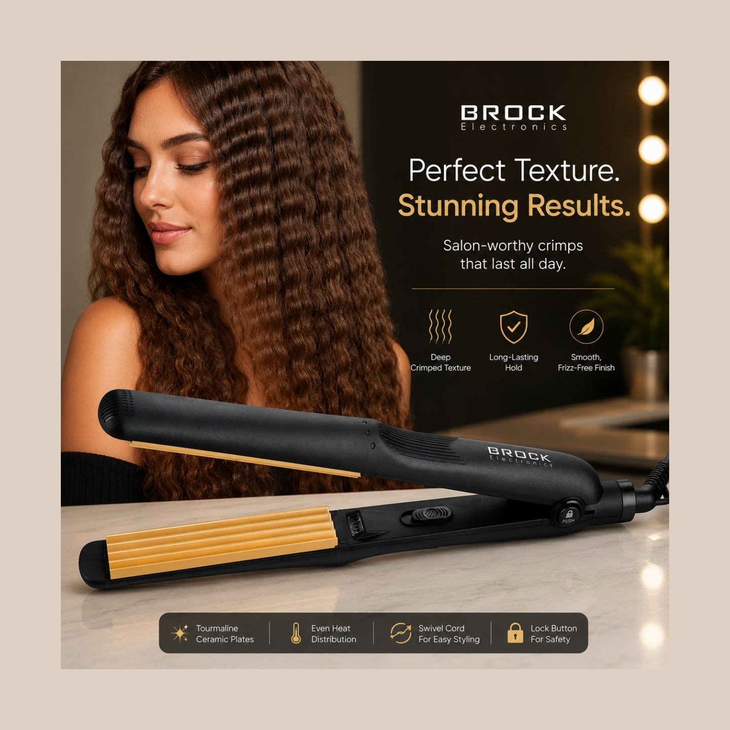 Brock HC 2001 BK Ceramic Hair Crimper 25W, Black