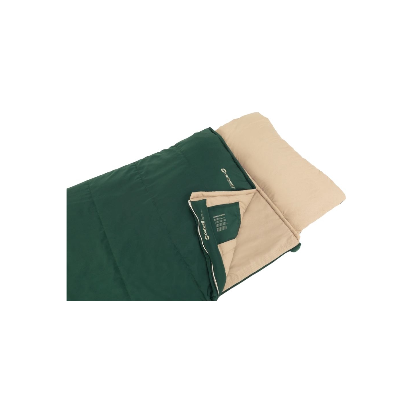 Outwell Contour Prime Green | Sleeping Bag | 220 x 85 cm | -13 to 16 °C | 2-way L-shape open-end with auto lock