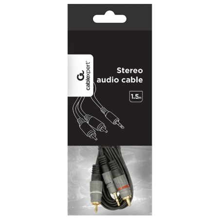 Cablexpert 3.5 mm stereo plug to 2xRCA plugs, gold-plated connectors, 1.5 | CCA-352-1.5M