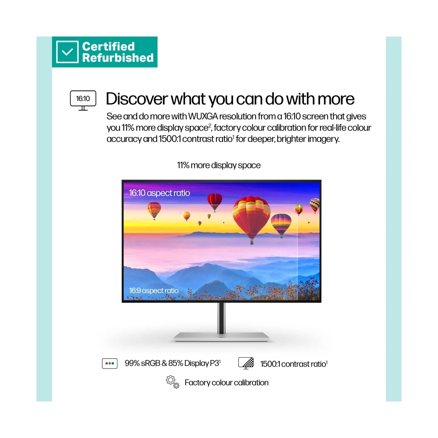 HP RENEW SILVER HP 724pu Series 7 Pro WUXGA Charging Monitor - 24" 1920x1200 WUXGA 350-nit 100Hz AG, IPS, USB-C(100W)/HDMI/Displ