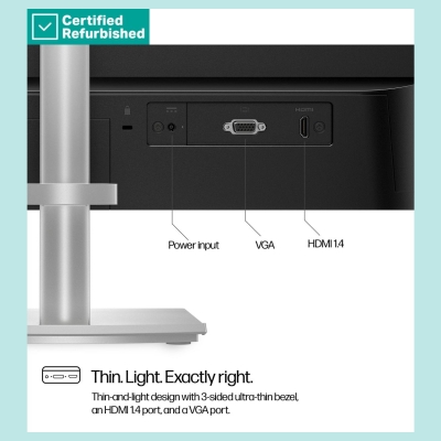 HP RENEW SILVER HP 524sh Series 5 FHD Monitor - 23.8" 1920x1080 FHD 300-nit 100Hz AG, IPS, HDMI/VGA, height adjustable/tilt, 1 y