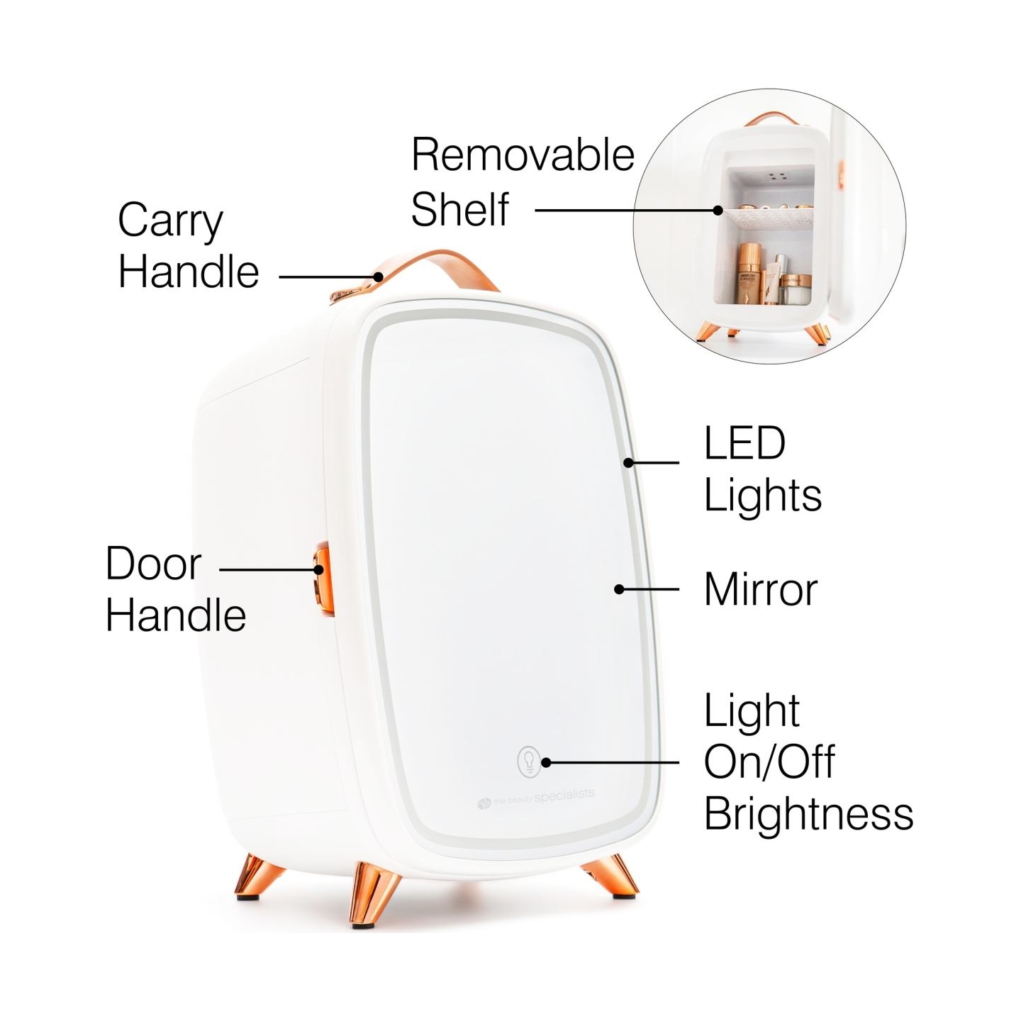 RIO FRBM-EU/1,0 6L Beauty Skincare Fridge Whit Mirror