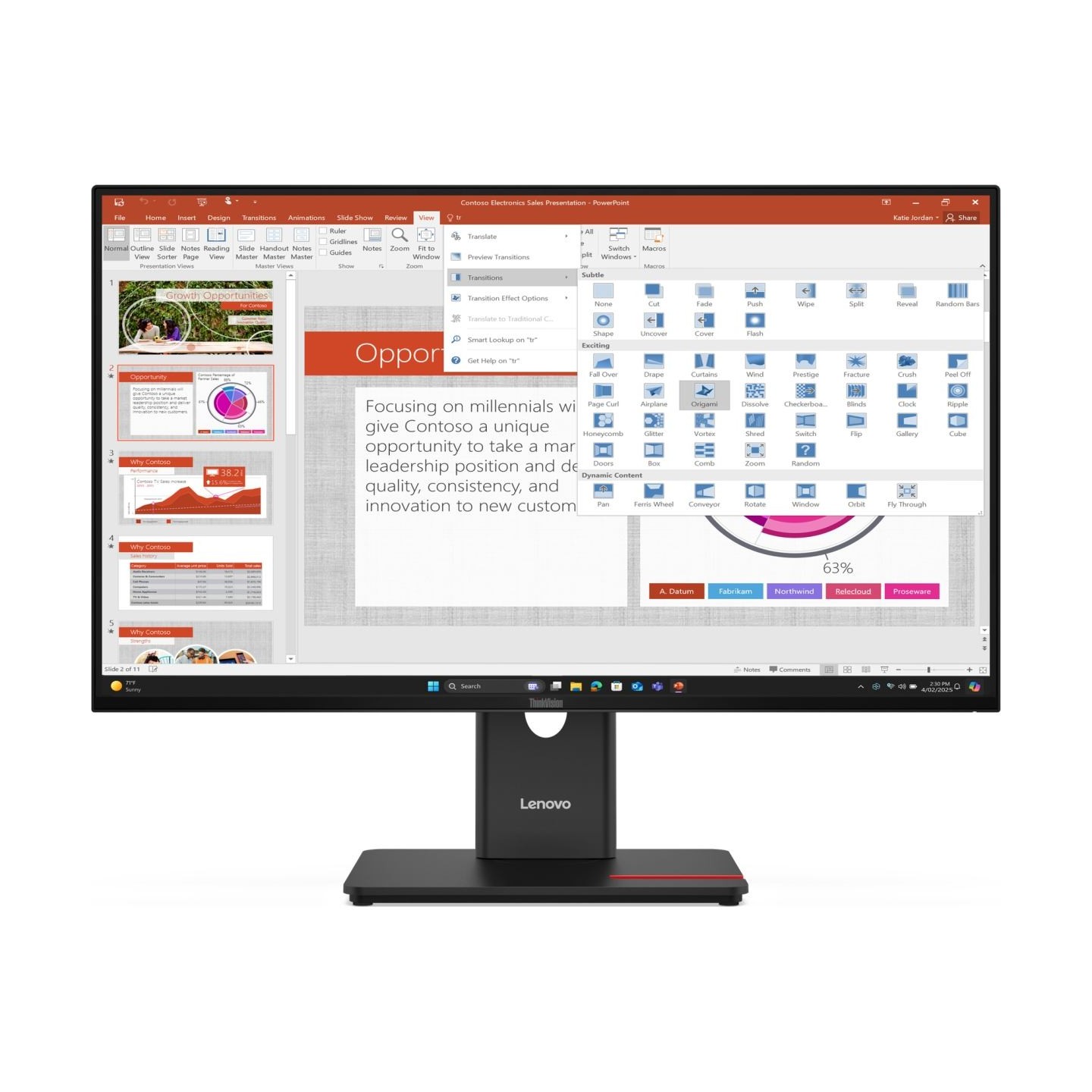 Lenovo Monitor  ThinkVision T27-40 Black (27 ") / 64A5MAT6EU
