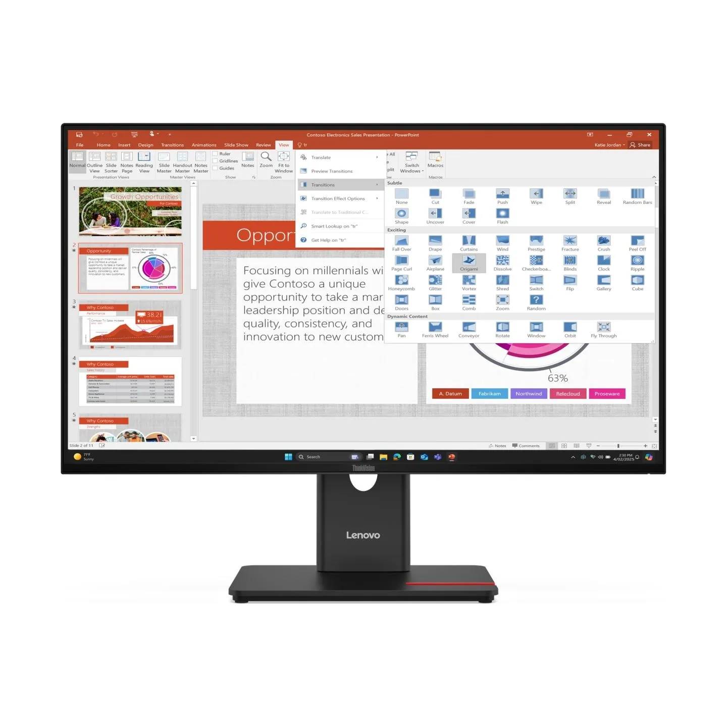 Lenovo Monitor  ThinkVision T27-40 Black (27 ") / 64A5MAT6EU