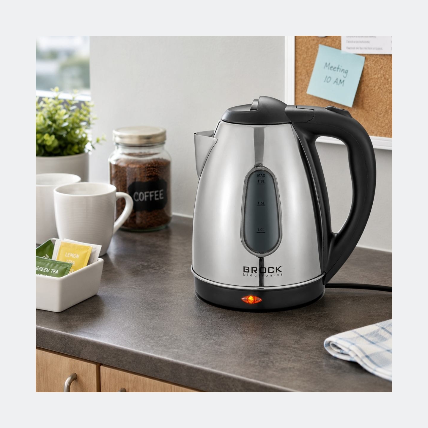 Brock WK 0601 SS Electricl Kettle 1,8L 1500W, Black/Steel