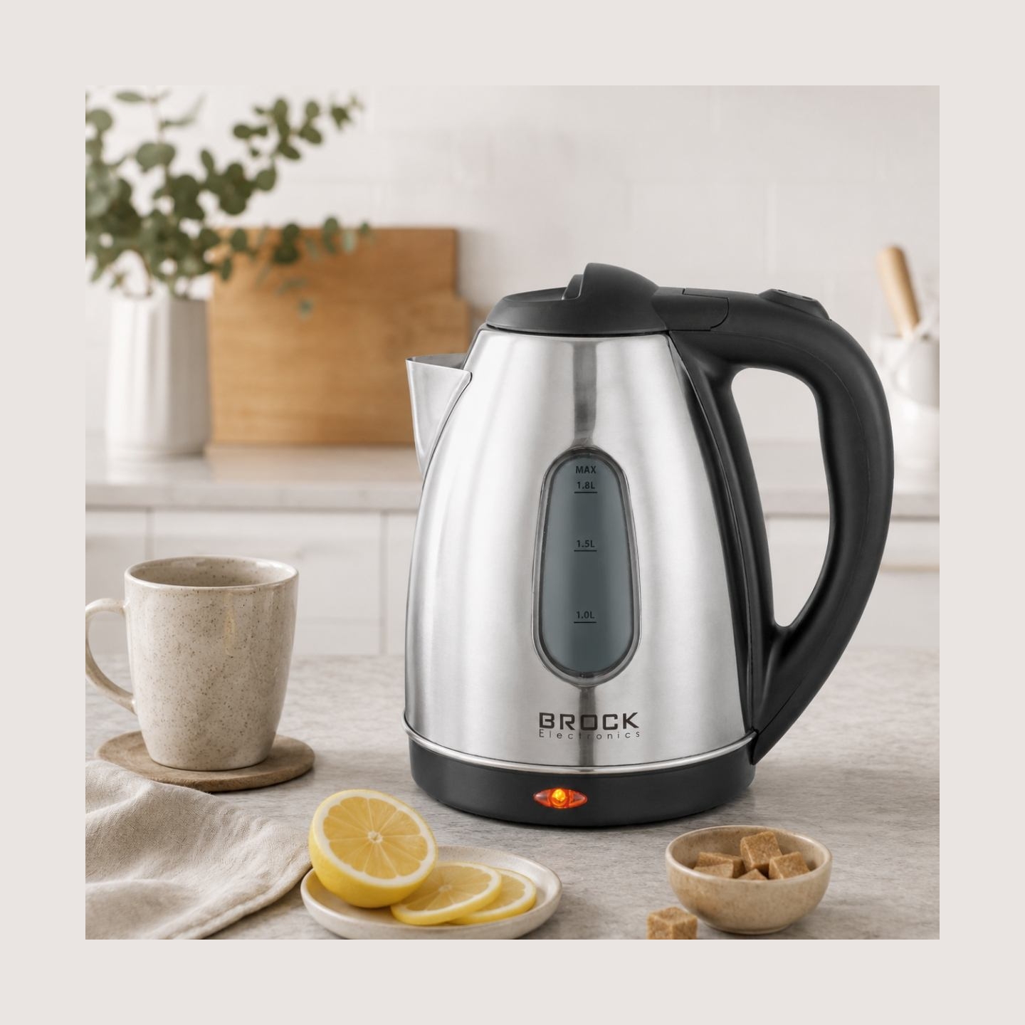 Brock WK 0601 SS Electricl Kettle 1,8L 1500W, Black/Steel