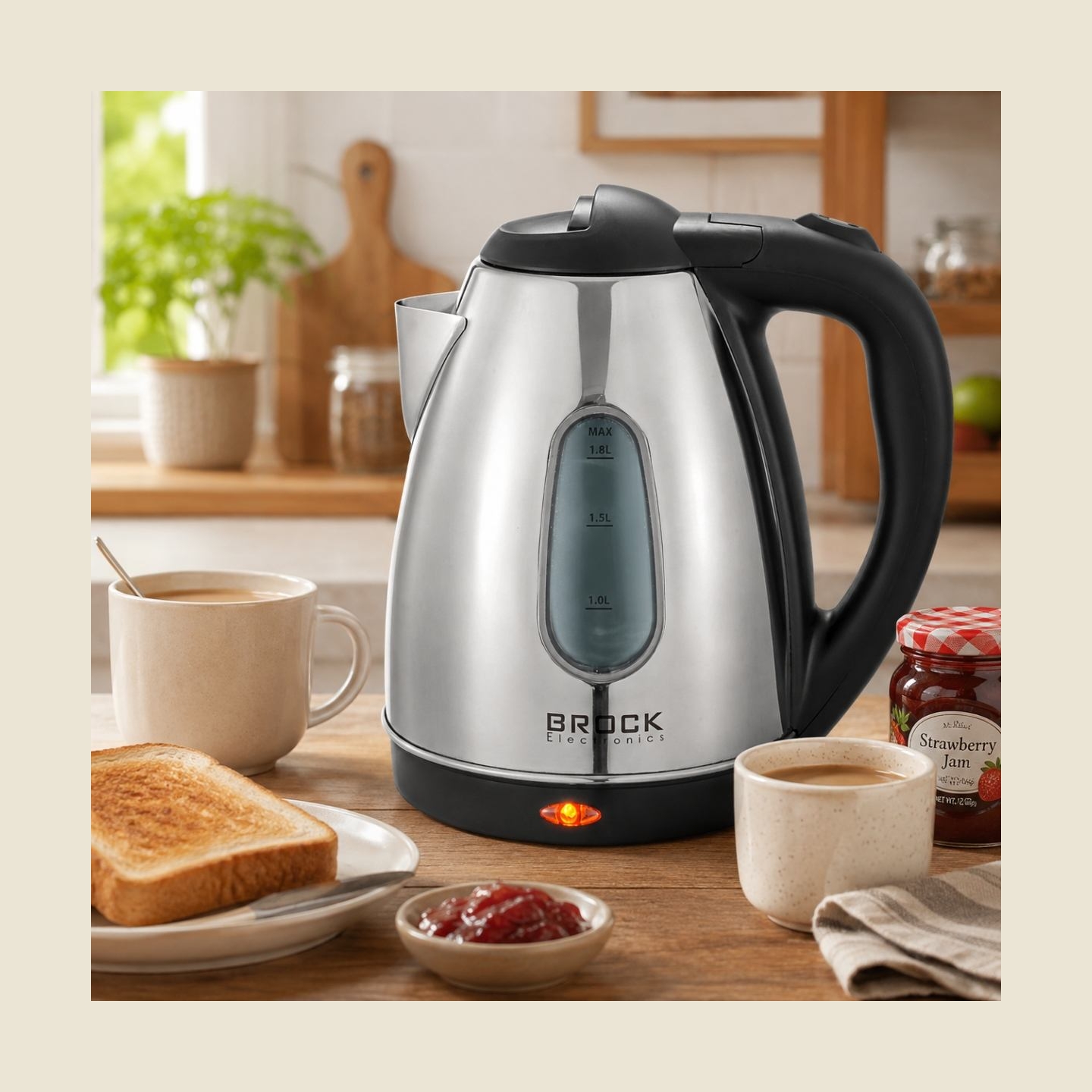 Brock WK 0601 SS Electricl Kettle 1,8L 1500W, Black/Steel