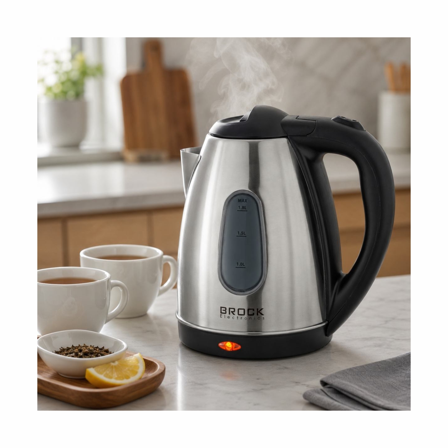 Brock WK 0601 SS Electricl Kettle 1,8L 1500W, Black/Steel