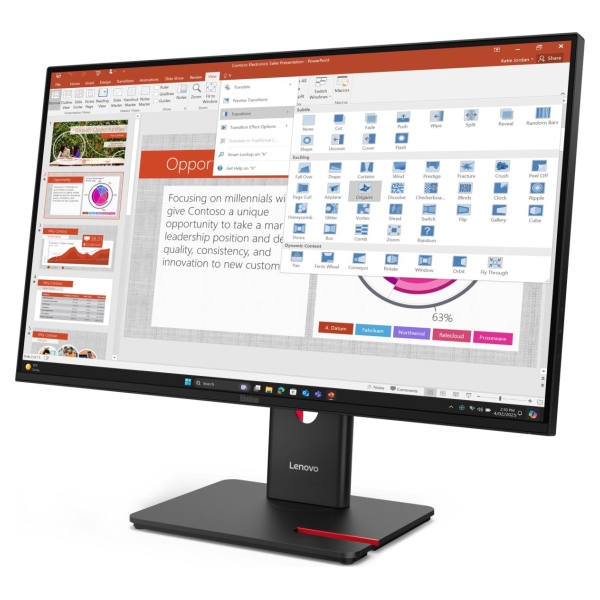 Lenovo Monitor  ThinkVision T27-40 Black (27 ") / 64A5MAT6EU