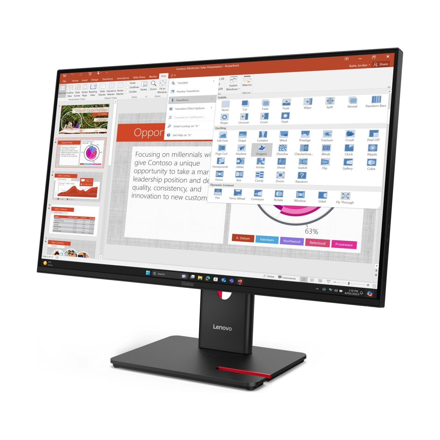 Lenovo Monitor  ThinkVision T27-40 Black (27 ") / 64A5MAT6EU