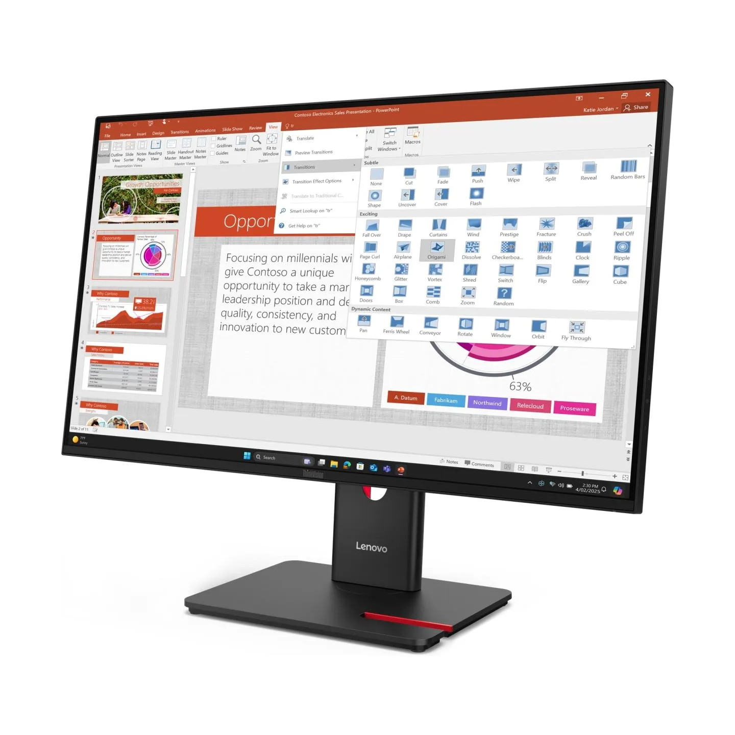 Lenovo Monitor  ThinkVision T27-40 Black (27 ") / 64A5MAT6EU