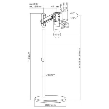Maclean Mobile Monitor or TV stand 17-35' MC970B