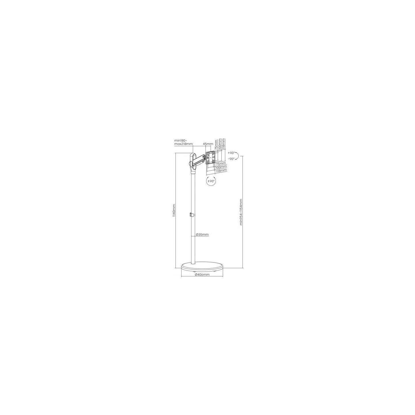 Maclean Mobile Monitor or TV stand 17-35' MC970B