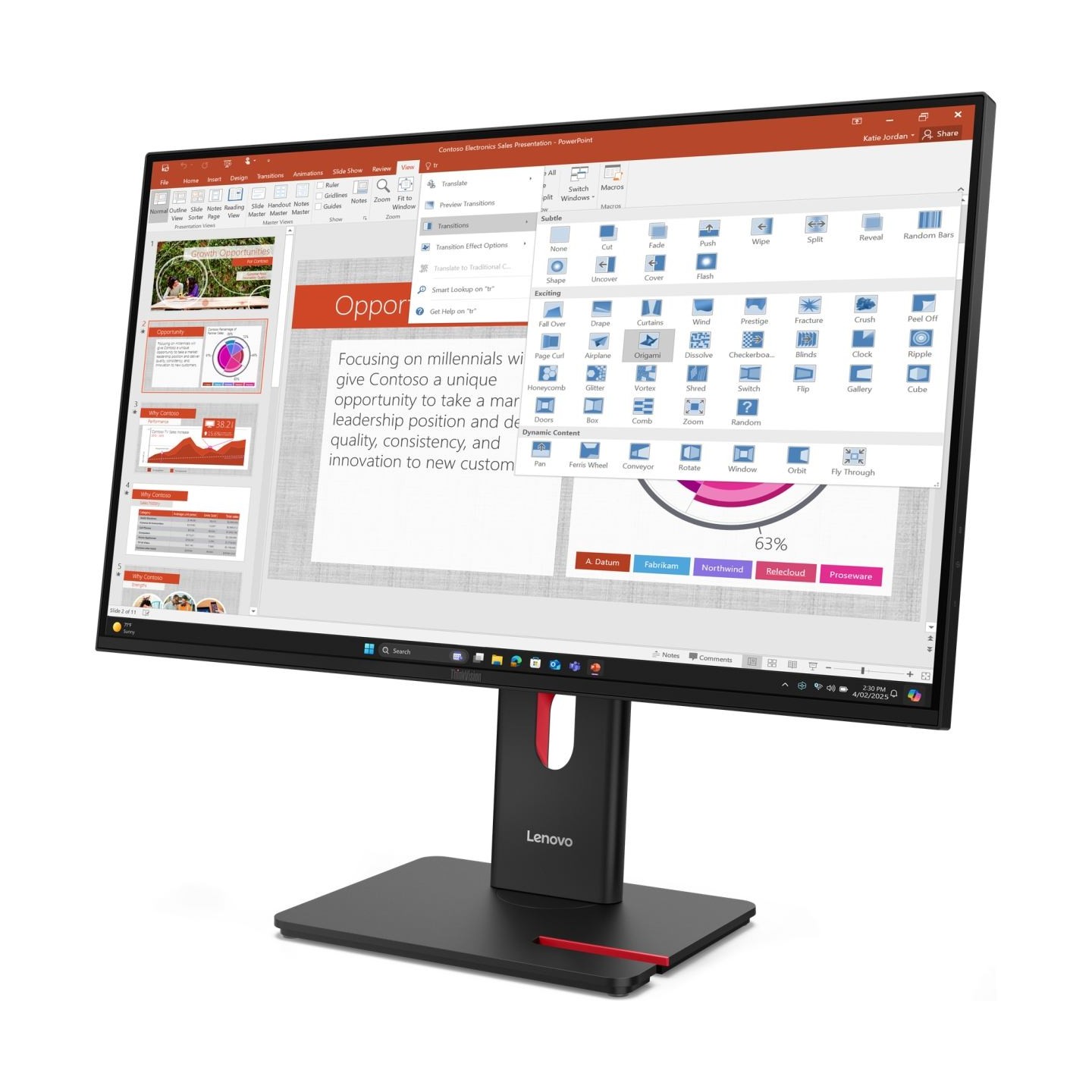 Lenovo Monitor  ThinkVision T27-40 Black (27 ") / 64A5MAT6EU
