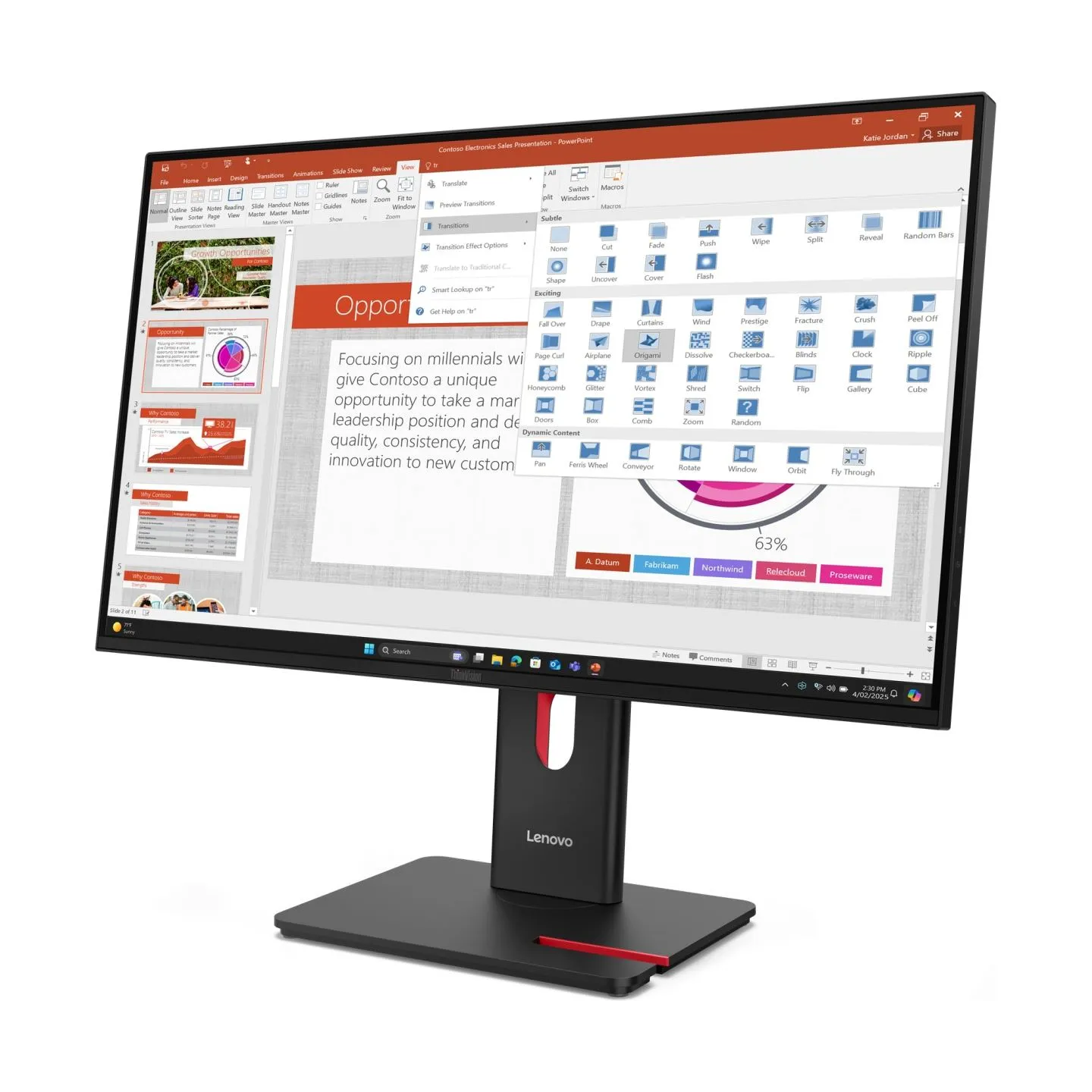 Lenovo Monitor  ThinkVision T27-40 Black (27 ") / 64A5MAT6EU