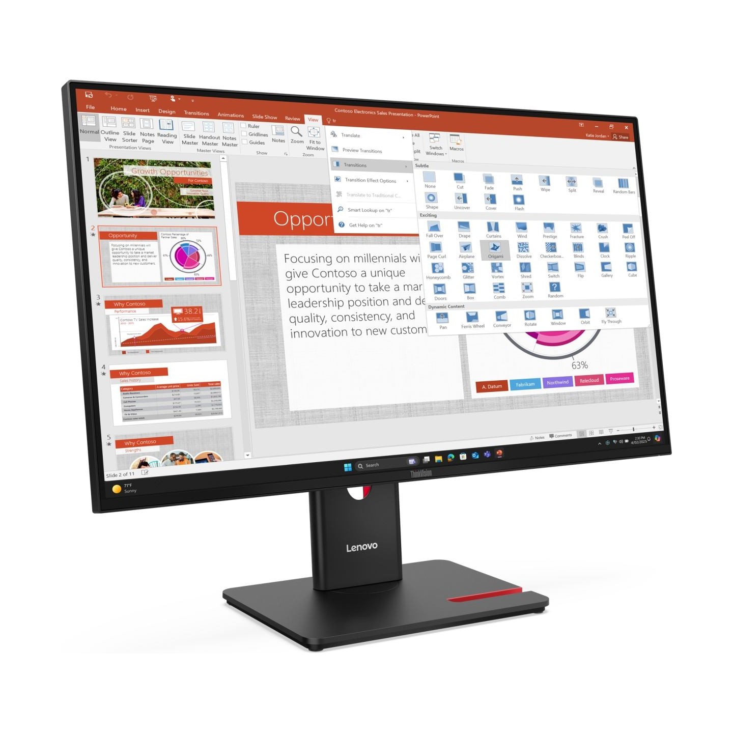 Lenovo Monitor  ThinkVision T27-40 Black (27 ") / 64A5MAT6EU