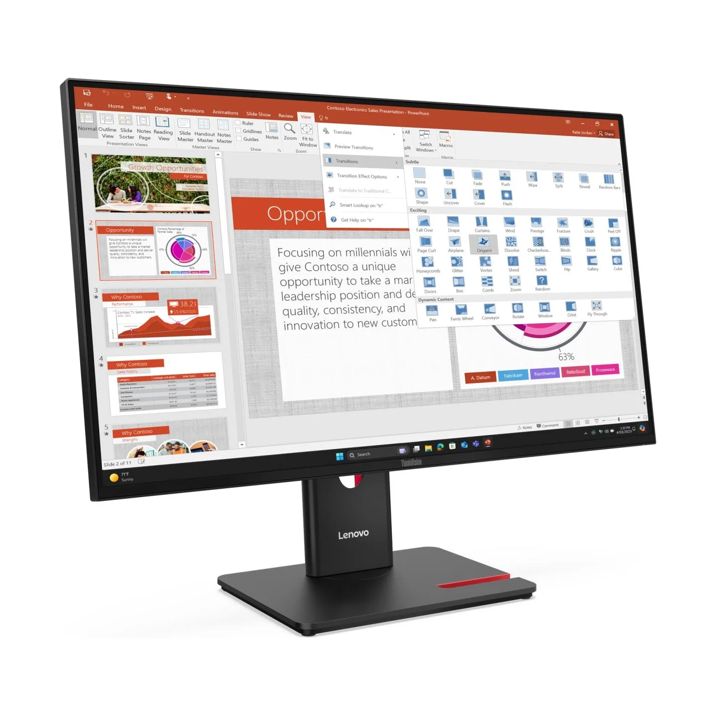 Lenovo Monitor  ThinkVision T27-40 Black (27 ") / 64A5MAT6EU