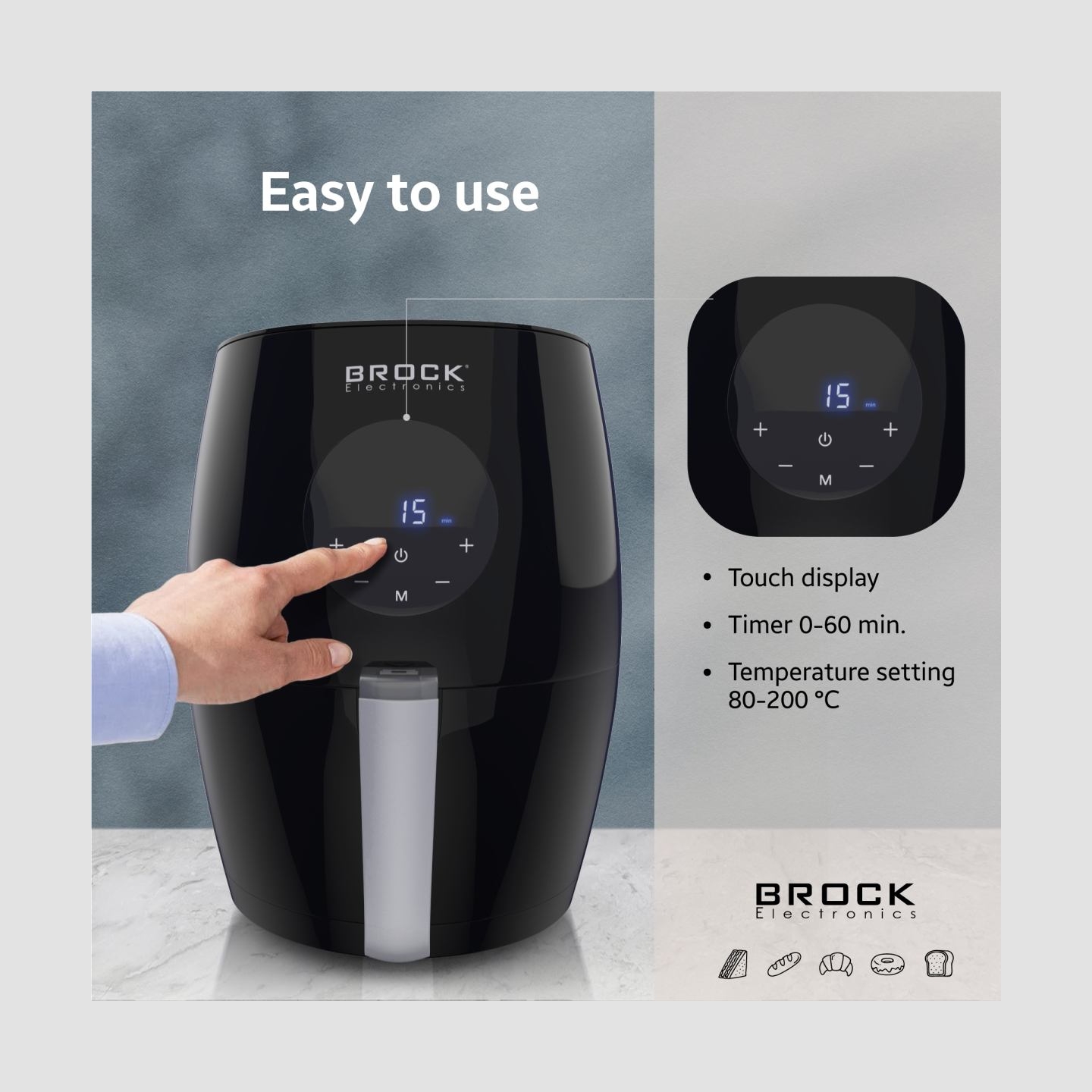 Brock AFD 3502 BK Air Fryer 3,5L 1200W, Black