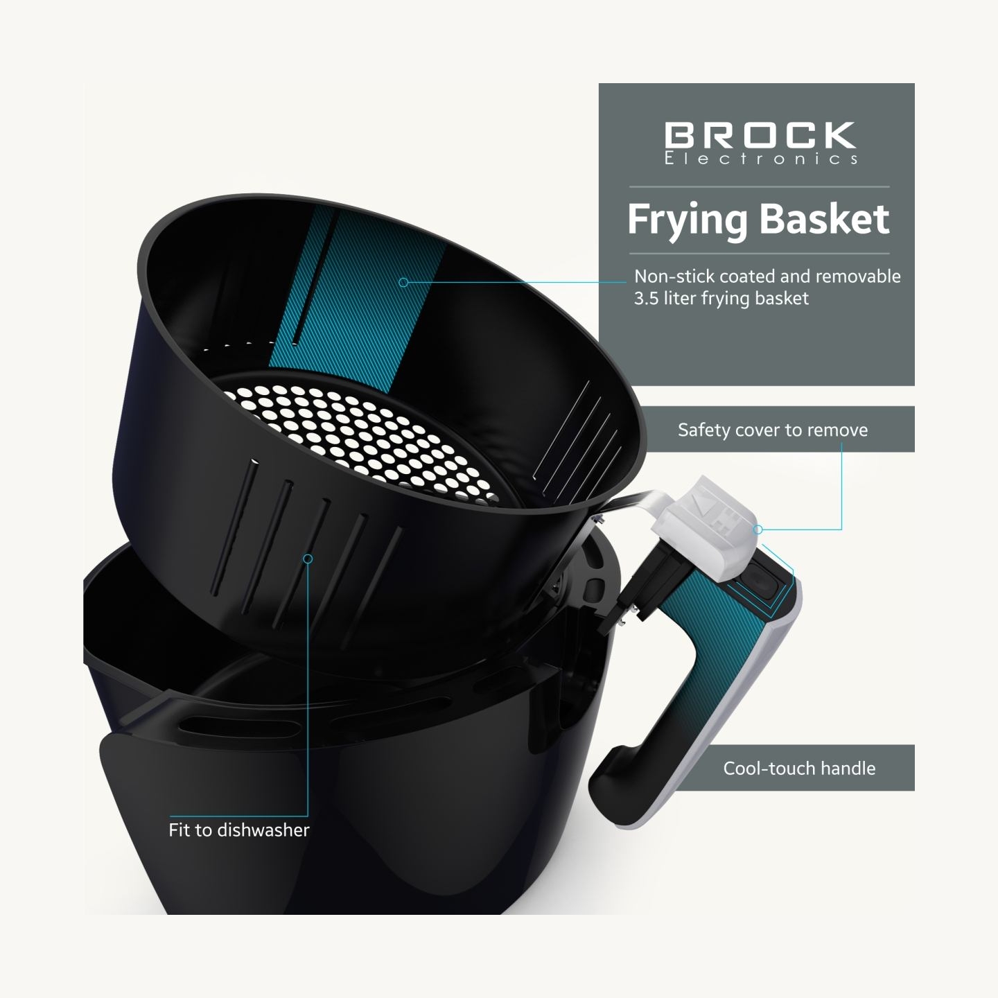 Brock AFD 3502 BK Air Fryer 3,5L 1200W, Black