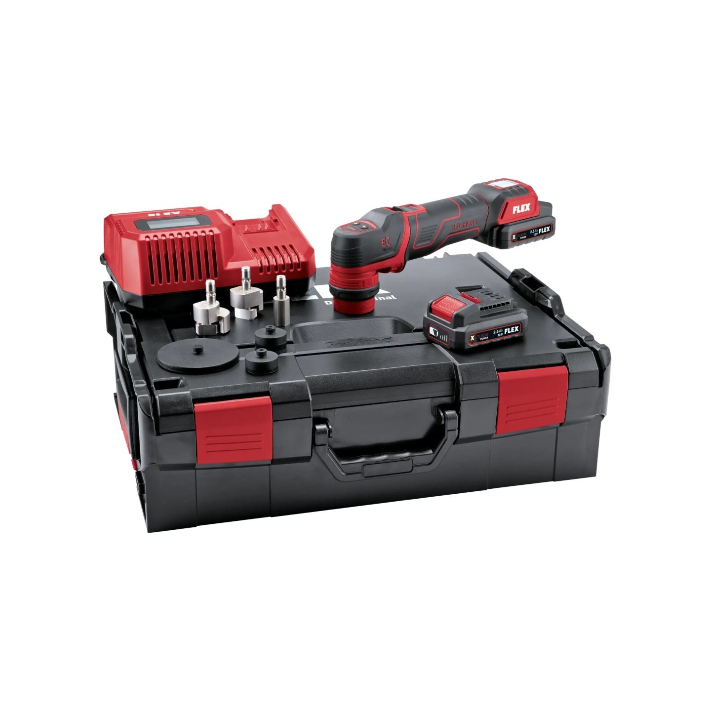 Flex The smart cordless polisher 12 V, rotary and random orbital free-running | PXE 80 12-EC/2.5 SET
