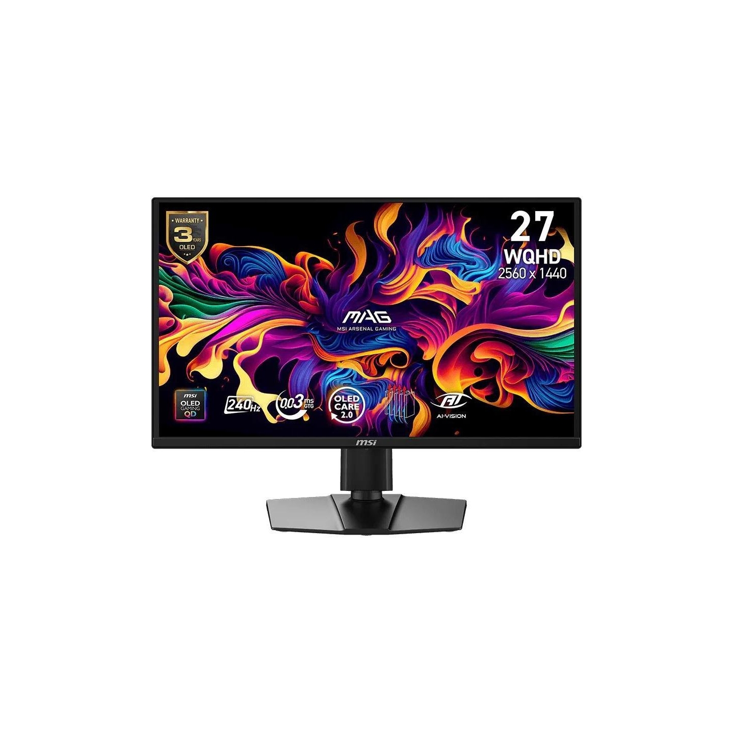 MSI Monitor|MSI|26.5 "|2560 x 1440 pixels|Wide Quad HD|Native aspect ratio 16:9|QD-OLED|Flat|MAG272QPQD-OLEDX24