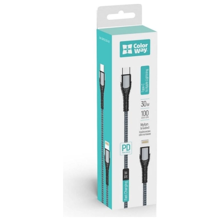 Colorway Cable Type-C - Apple Lightning (PD Fast Charging) 3.0А (30W), 1m | CW-CBPDCL033-GR