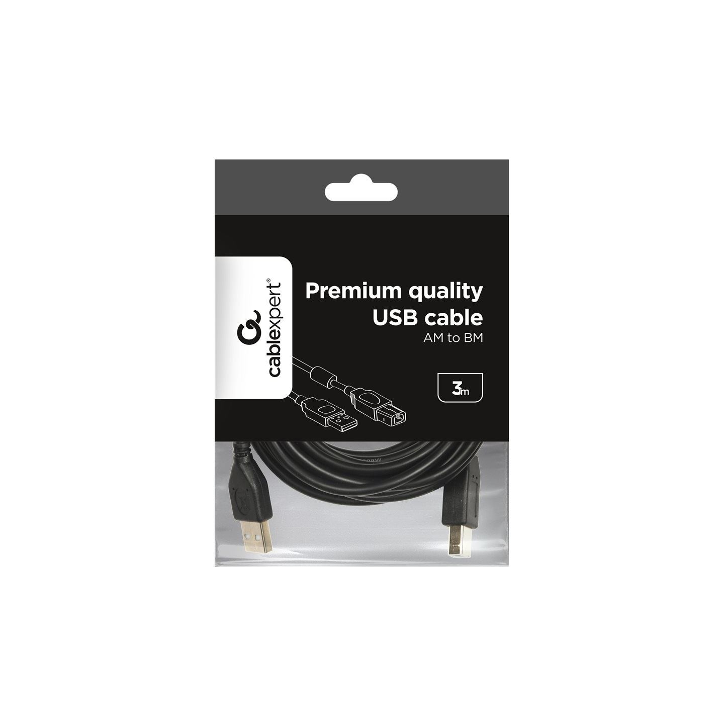 Cablexpert USB 2.0 A-plug B-plug 3 m (10 ft) cable with ferrite core | Cablexpert