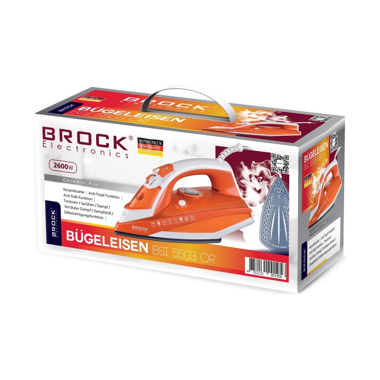 Brock BSI 5503 OR Steam Iron 2600W, Orange