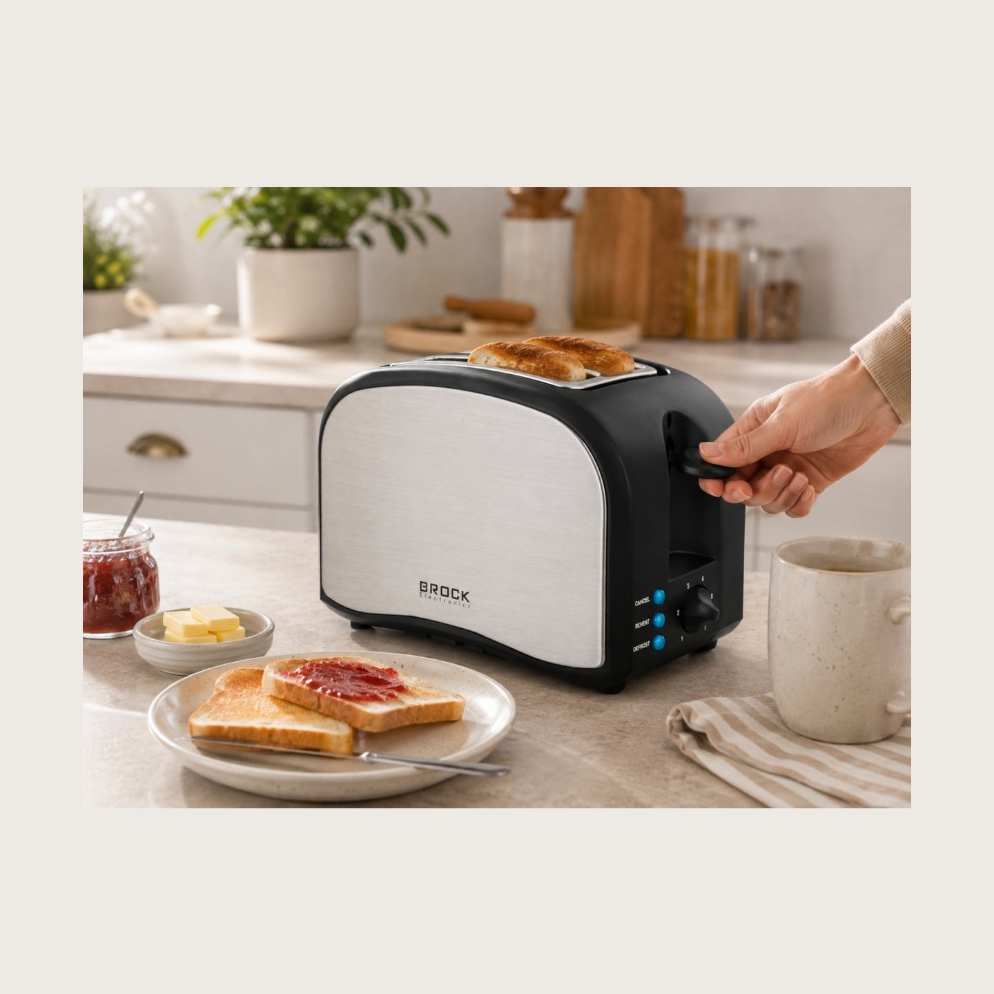 Brock BT 1003 SS Toaster 800W, Black/Steel
