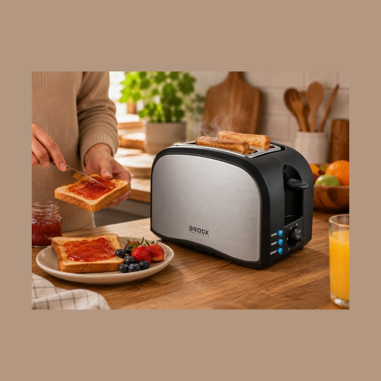 Brock BT 1003 SS Toaster 800W, Black/Steel