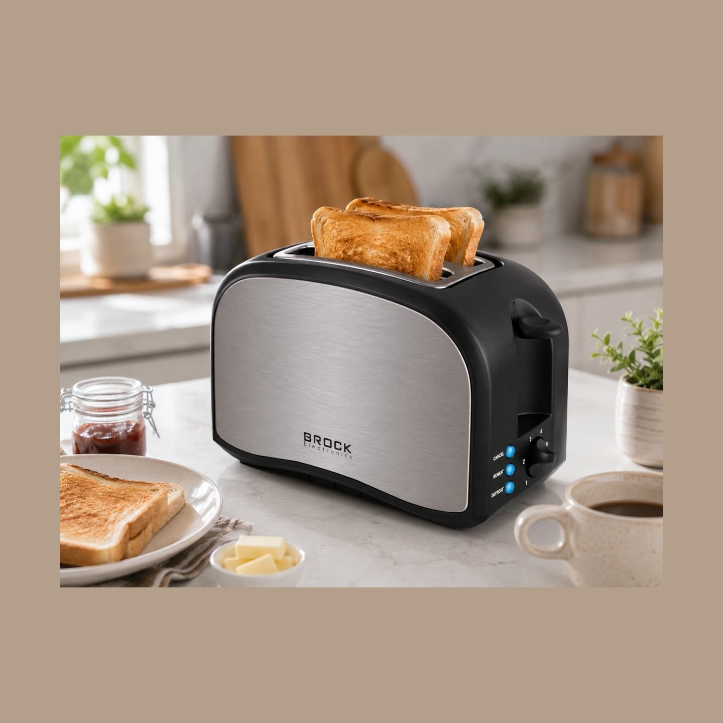 Brock BT 1003 SS Toaster 800W, Black/Steel