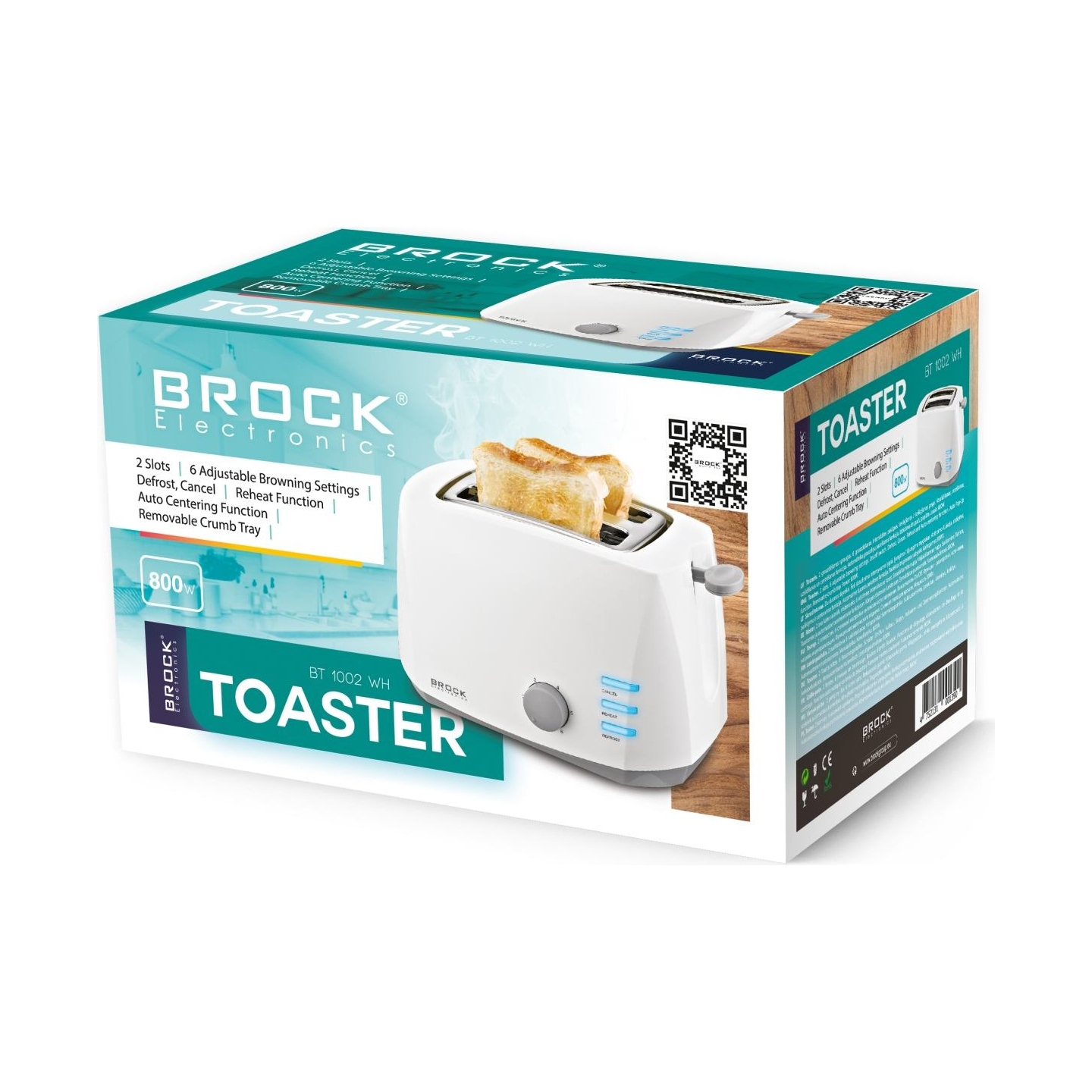 Brock BT 1002 WH Toaster 800W, White