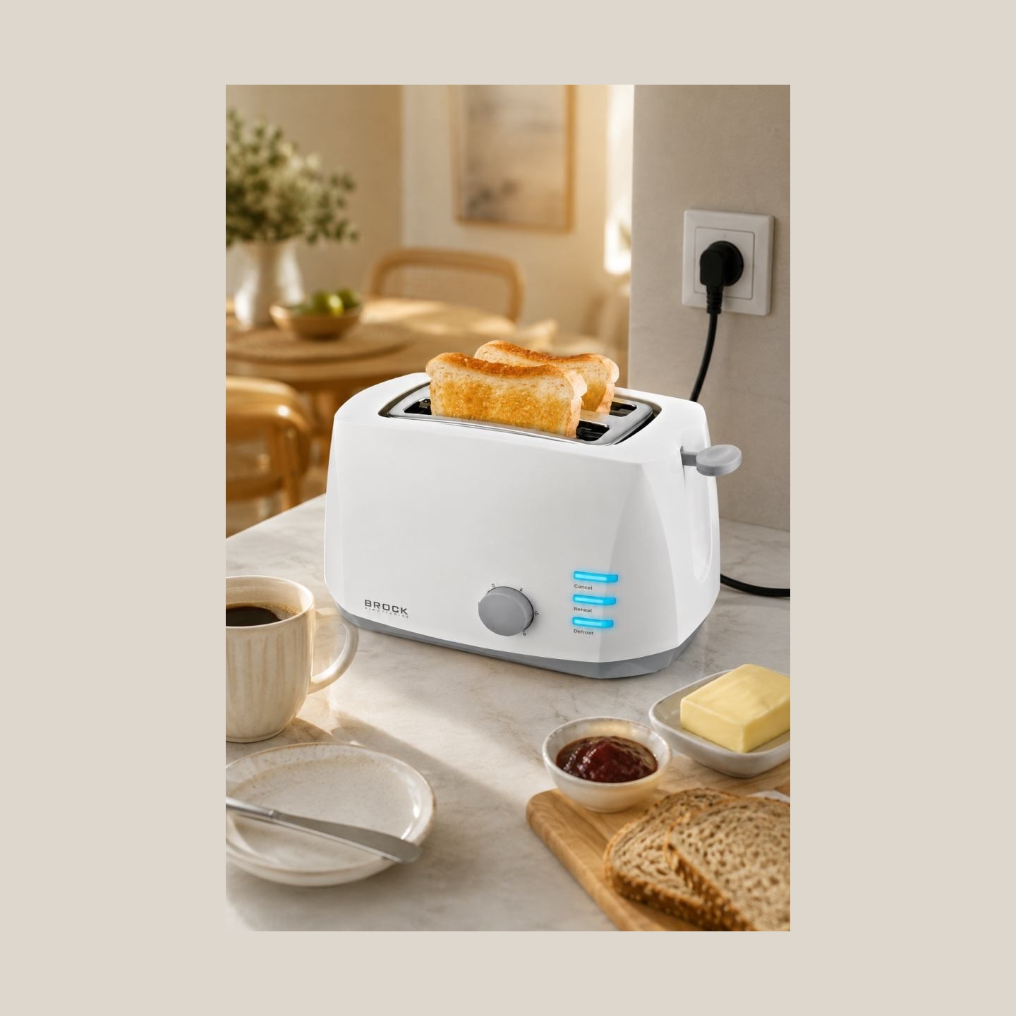 Brock BT 1002 WH Toaster 800W, White