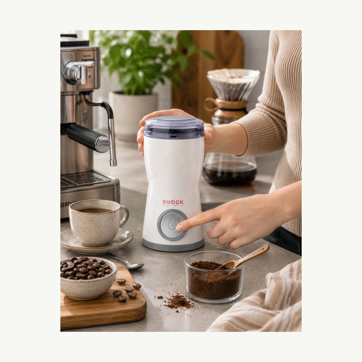 Brock CG 3050 WH Coffee Grinder 150W, White