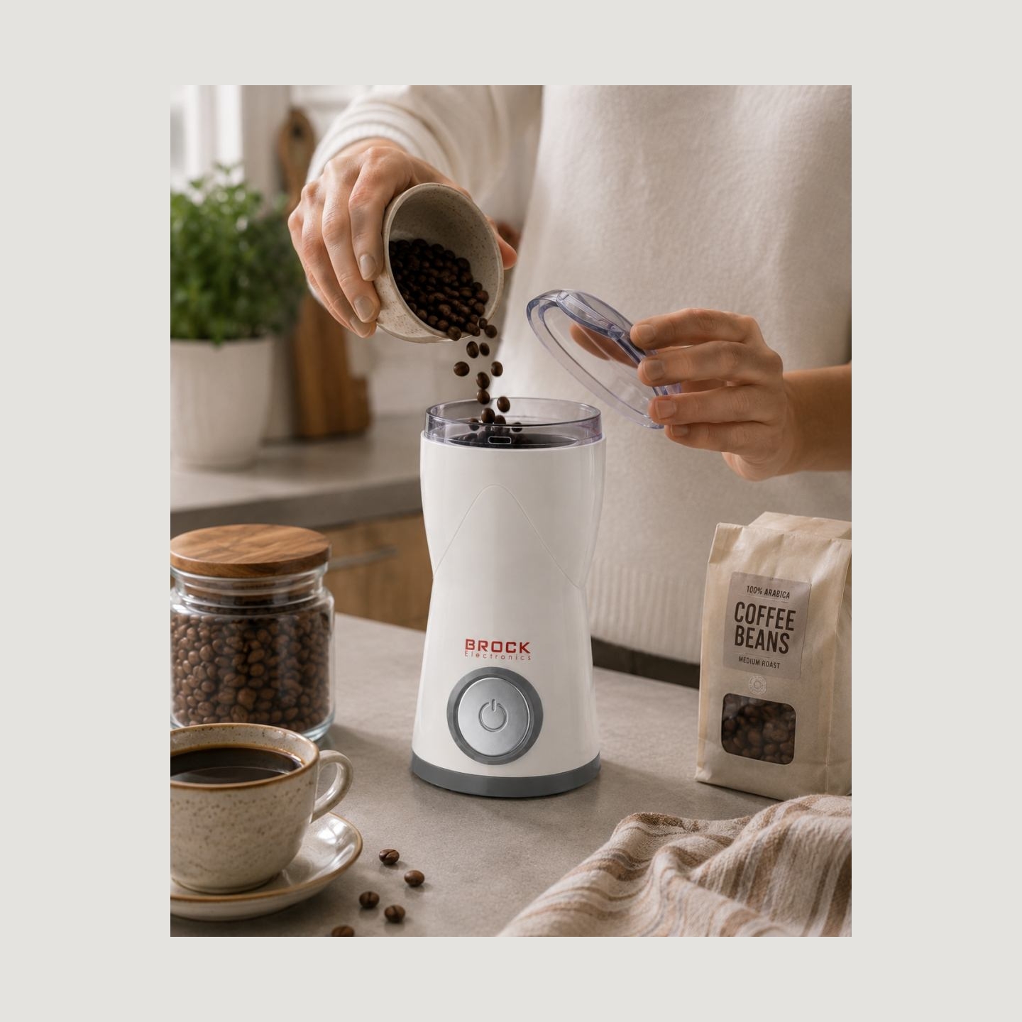 Brock CG 3050 WH Coffee Grinder 150W, White