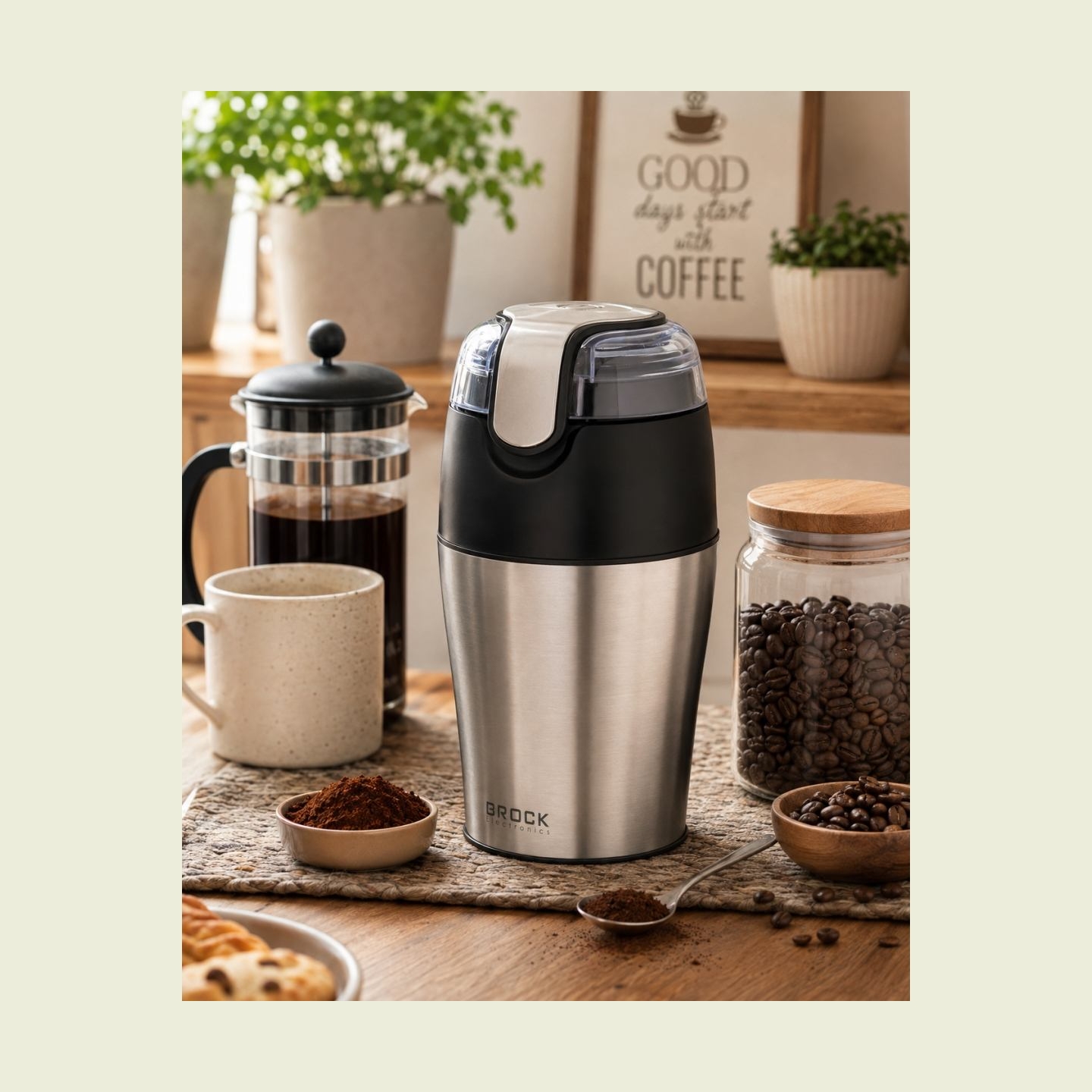 Brock CG 4050 SS Coffee Grinder 150W, Steel