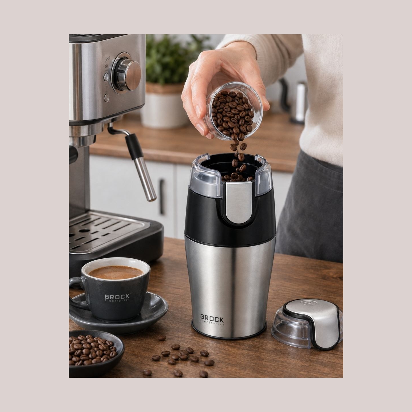 Brock CG 4050 SS Coffee Grinder 150W, Steel